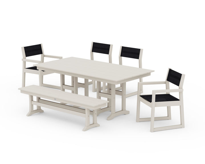POLYWOOD® EDGE Sling 6-Piece Farmhouse Dining Set