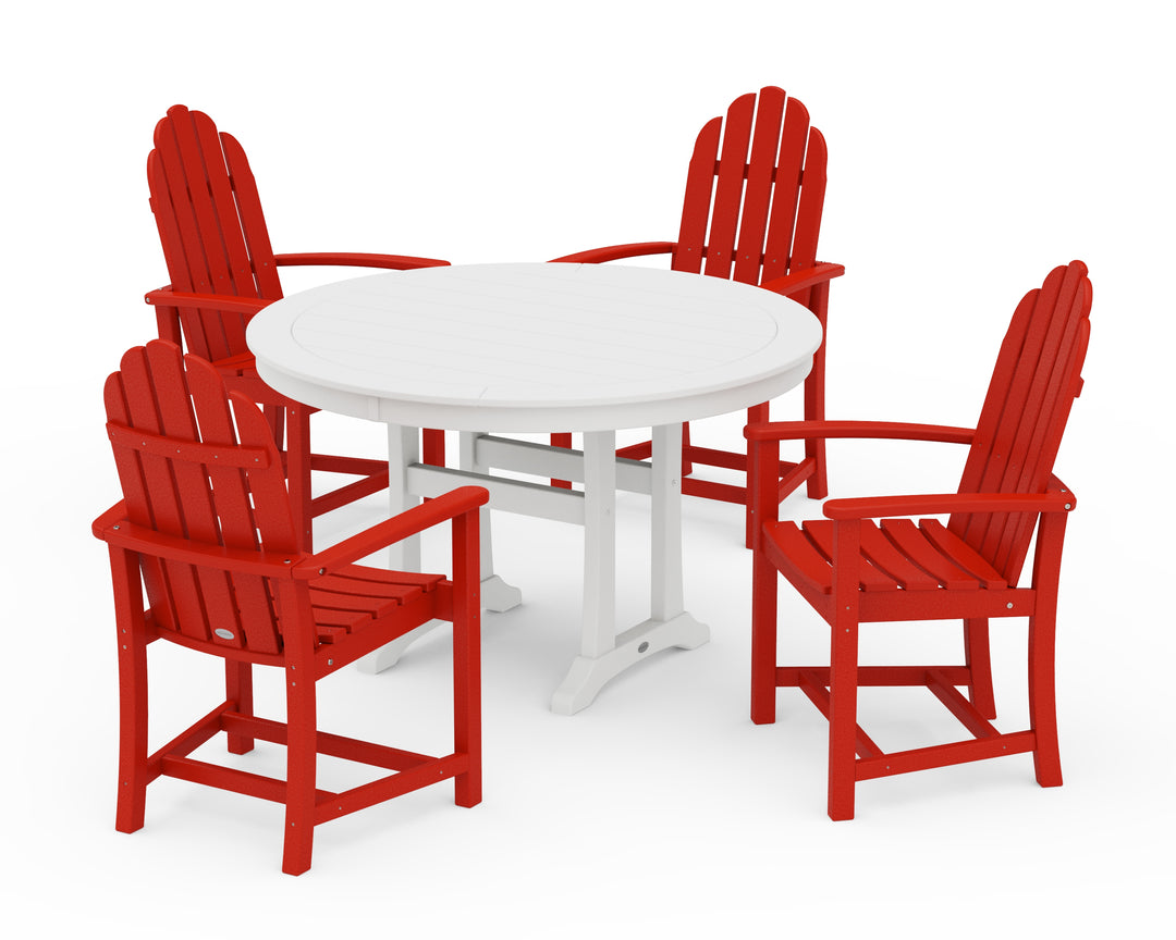 POLYWOOD® Classic Adirondack 5-Piece Round Dining Set with Trestle Legs