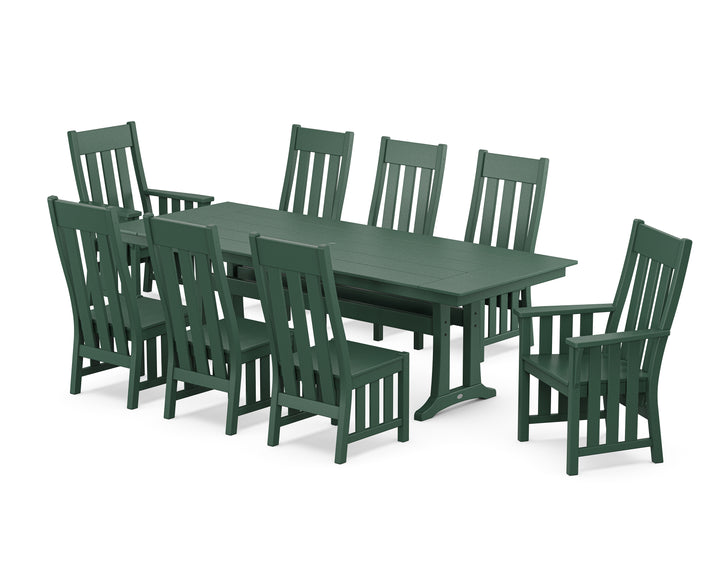 Martha Stewart by POLYWOOD® Acadia 9-Piece Farmhouse Dining Set with Trestle Legs