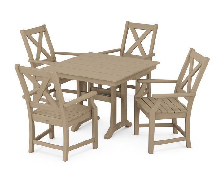 POLYWOOD® Braxton 5-Piece Farmhouse Dining Set With Trestle Legs