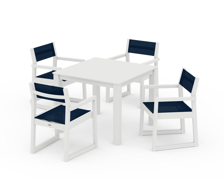POLYWOOD® EDGE Sling Arm Chair 5-Piece Parsons Dining Set