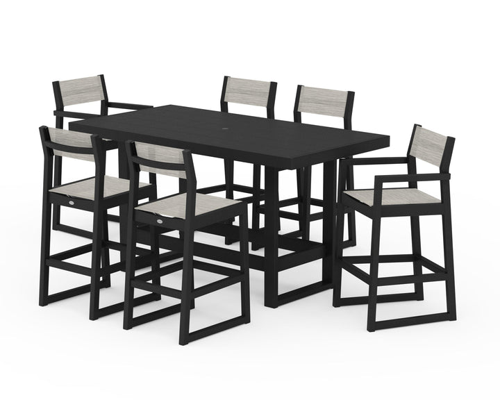 POLYWOOD® EDGE Sling 7-Piece Bar Table Set