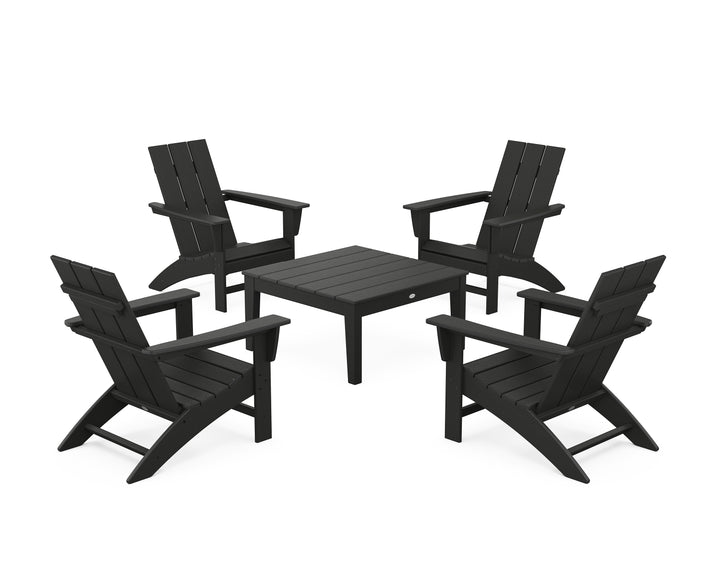 POLYWOOD® 5-Piece Modern Adirondack Chair Conversation Set with 36" Conversation Table