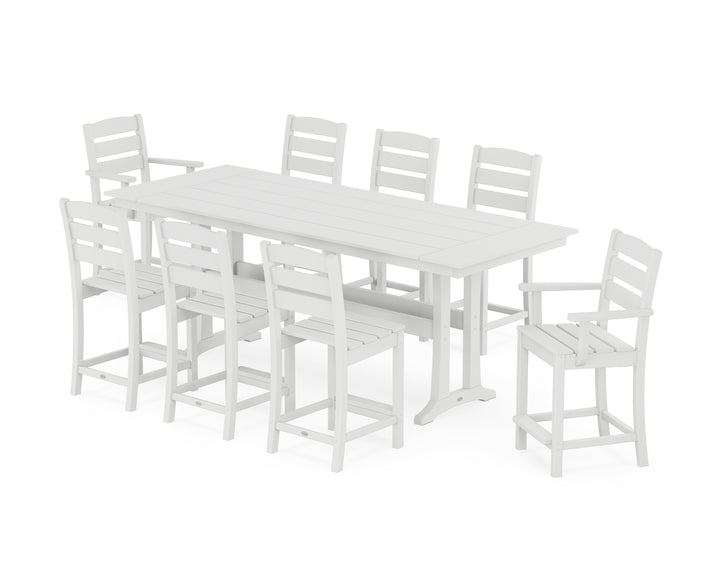 POLYWOOD® Lakeside 9-Piece Farmhouse Counter Set with Trestle Legs
