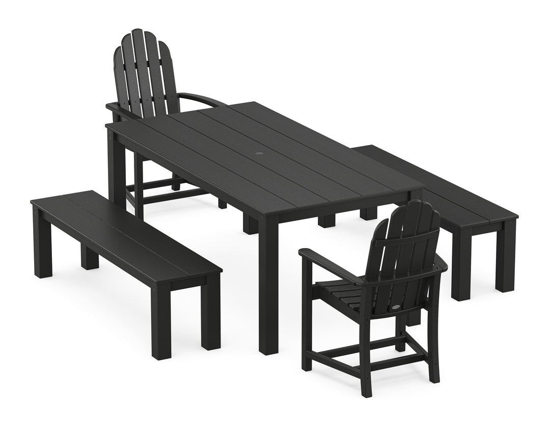 POLYWOOD® Classic Adirondack 5-Piece Parsons Dining Set with Benches