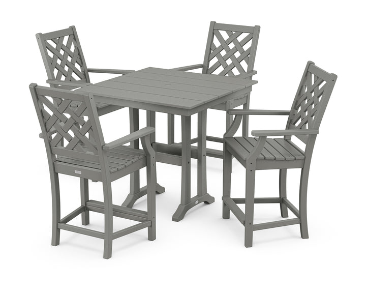 Country Living Wovendale 5-Piece Farmhouse Counter Set with Trestle Legs
