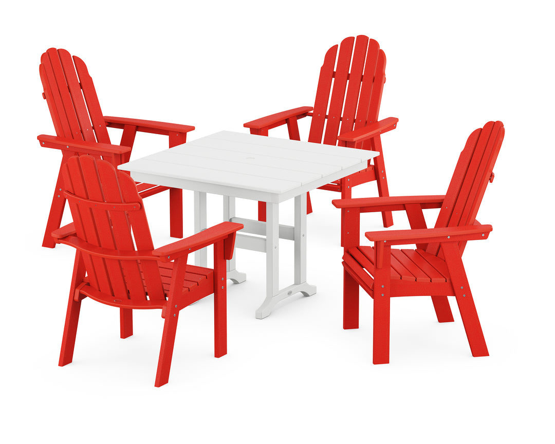 POLYWOOD® Vineyard Curveback Adirondack 5-Piece Farmhouse Dining Set
