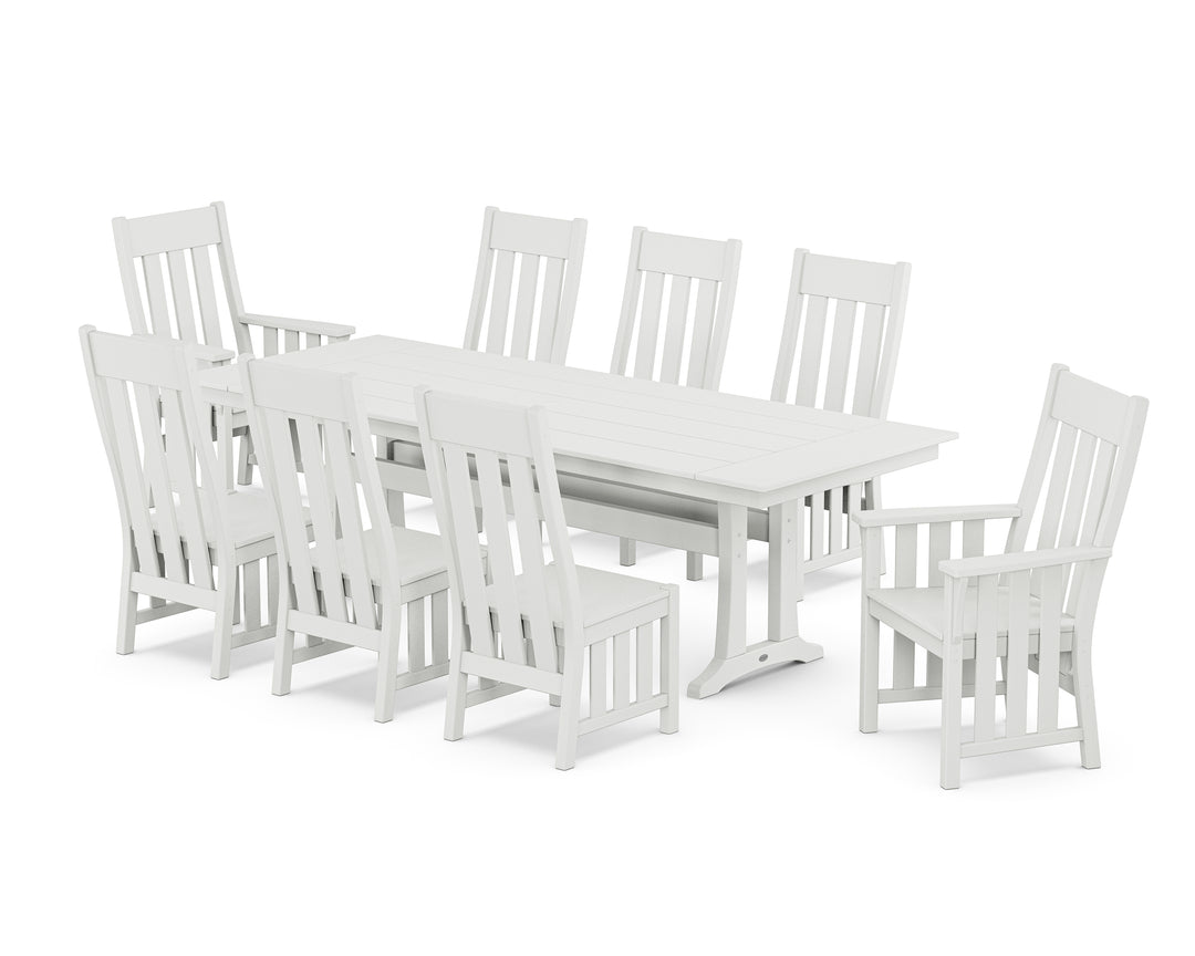 Martha Stewart by POLYWOOD® Acadia 9-Piece Farmhouse Dining Set with Trestle Legs