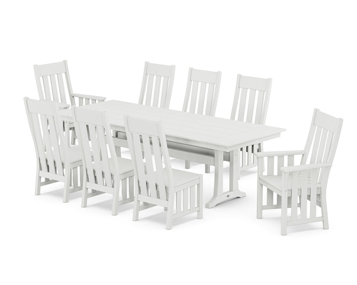 Martha Stewart by POLYWOOD® Acadia 9-Piece Farmhouse Dining Set with Trestle Legs