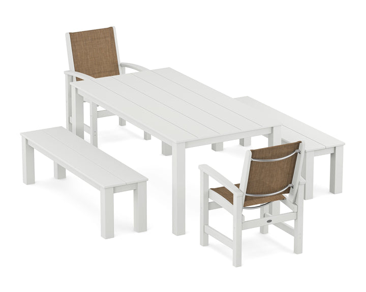POLYWOOD® Coastal 5-Piece Parsons Dining Set with Benches