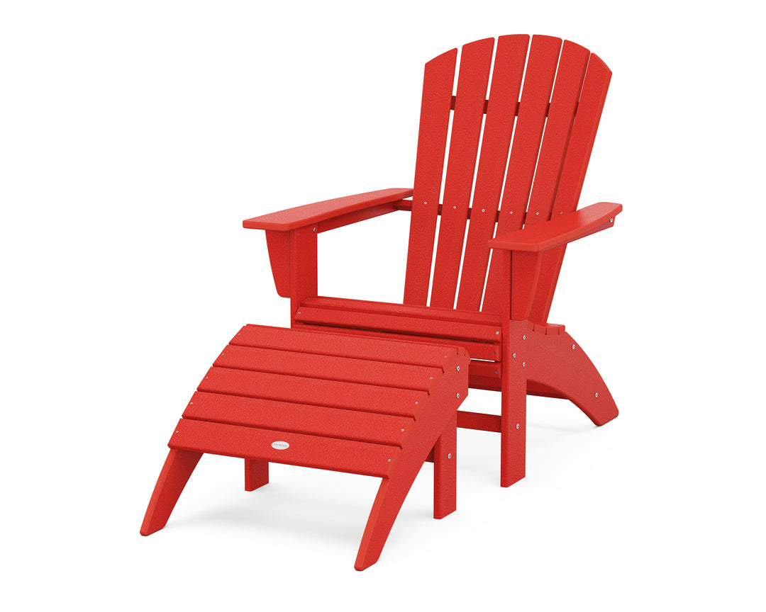 POLYWOOD® Nautical Curveback Adirondack Chair 2-Piece Set with Ottoman
