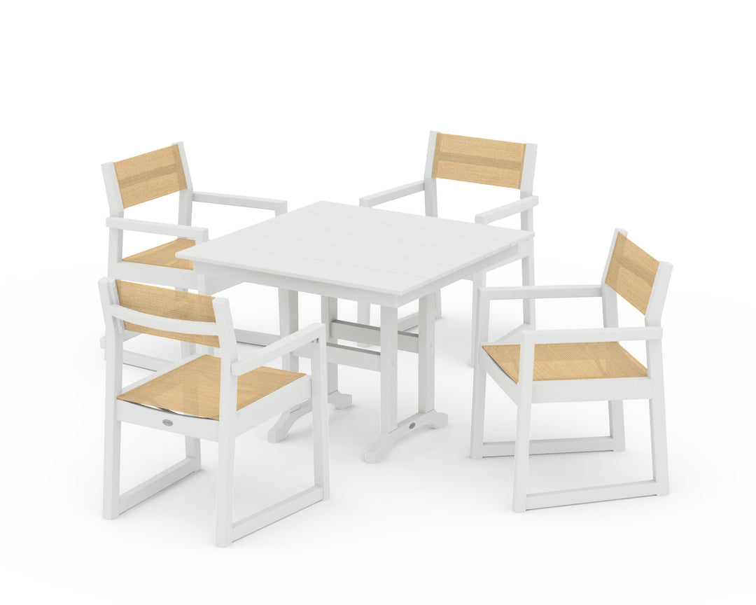 POLYWOOD® EDGE Sling Arm Chair 5-Piece Farmhouse Dining Set