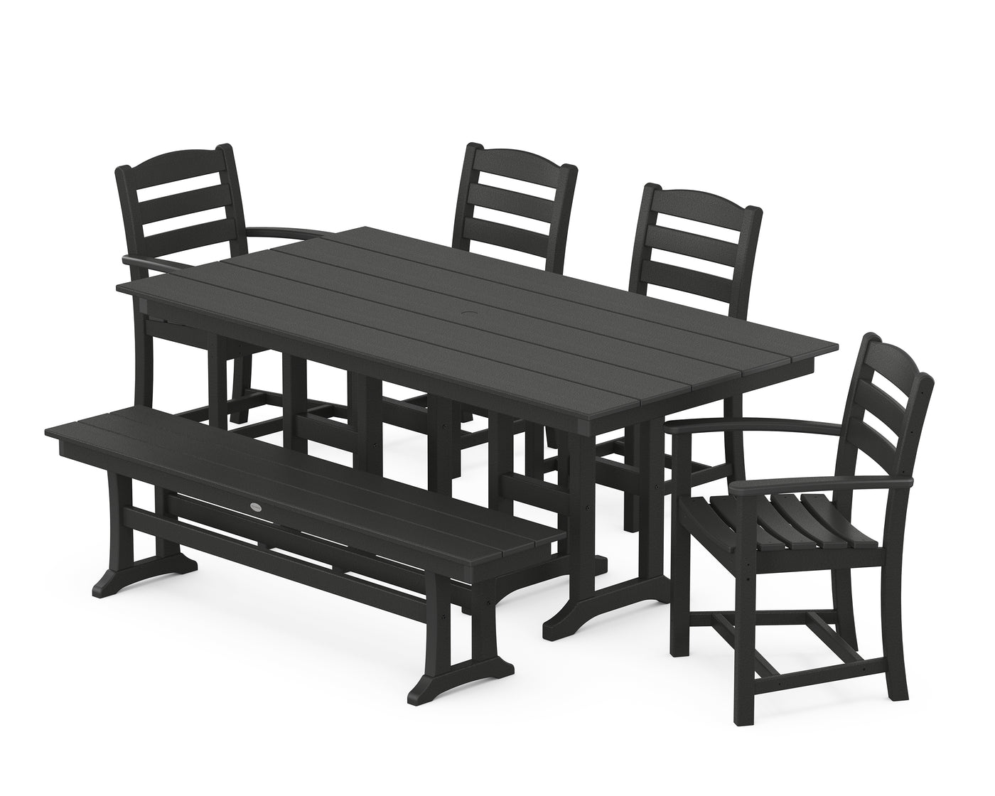 La Casa CafŽ 6-Piece Farmhouse Dining Set with Bench