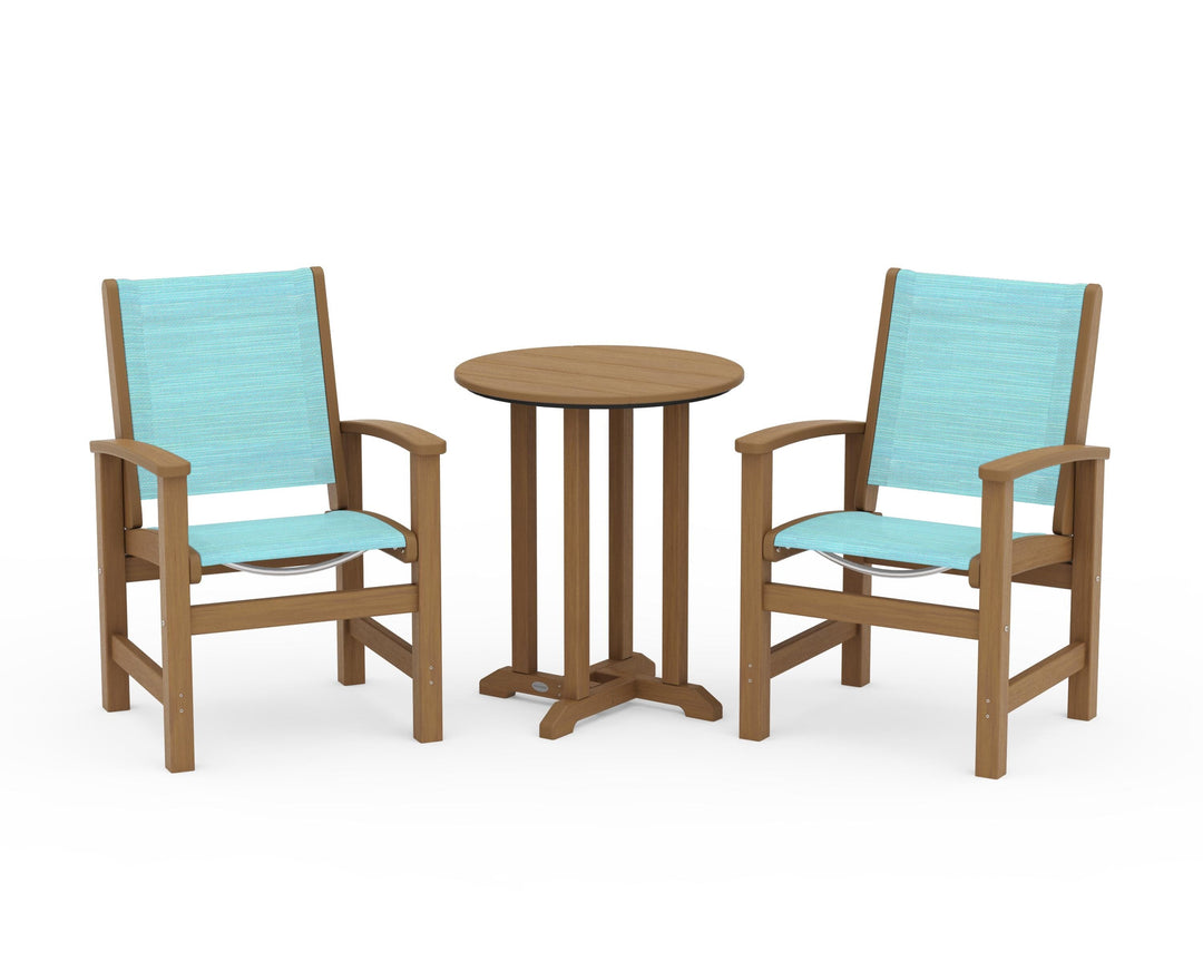 POLYWOOD® Coastal 3-Piece Round Bistro Dining Set