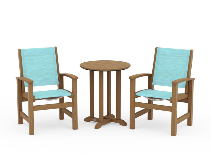 POLYWOOD® Coastal 3-Piece Round Bistro Dining Set