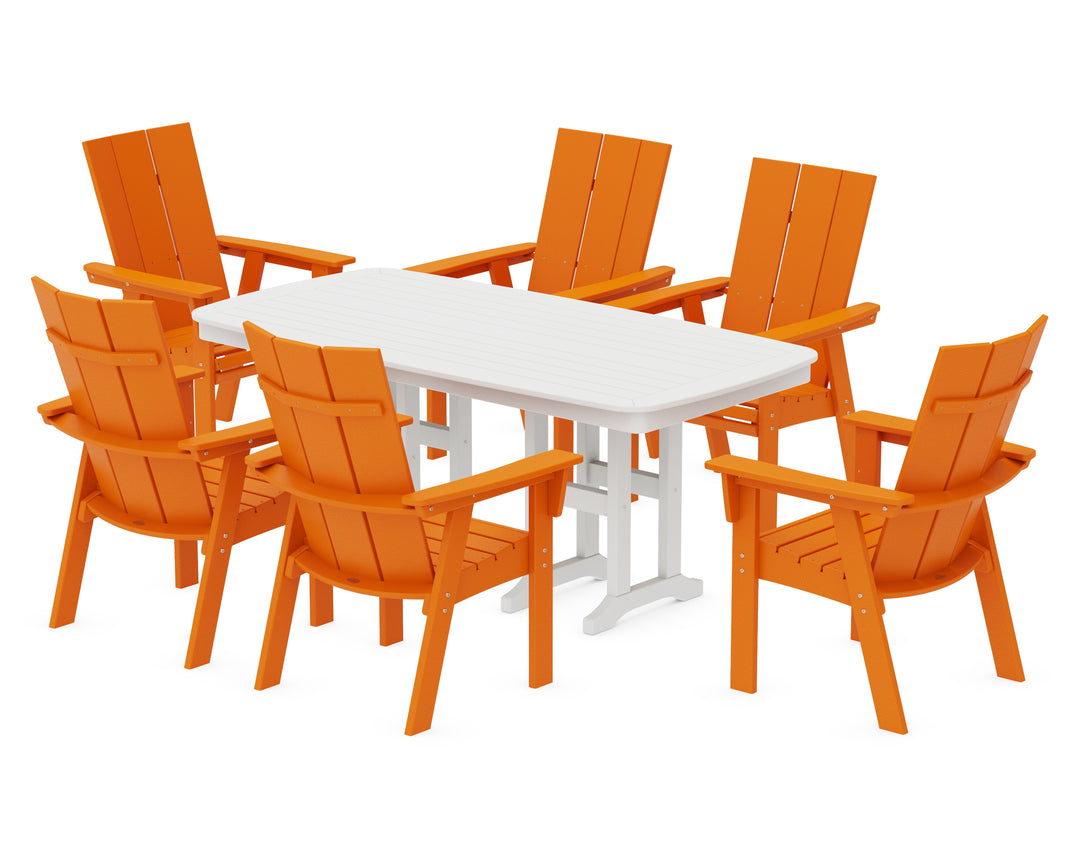 POLYWOOD® Modern Curveback Adirondack 7-Piece Dining Set