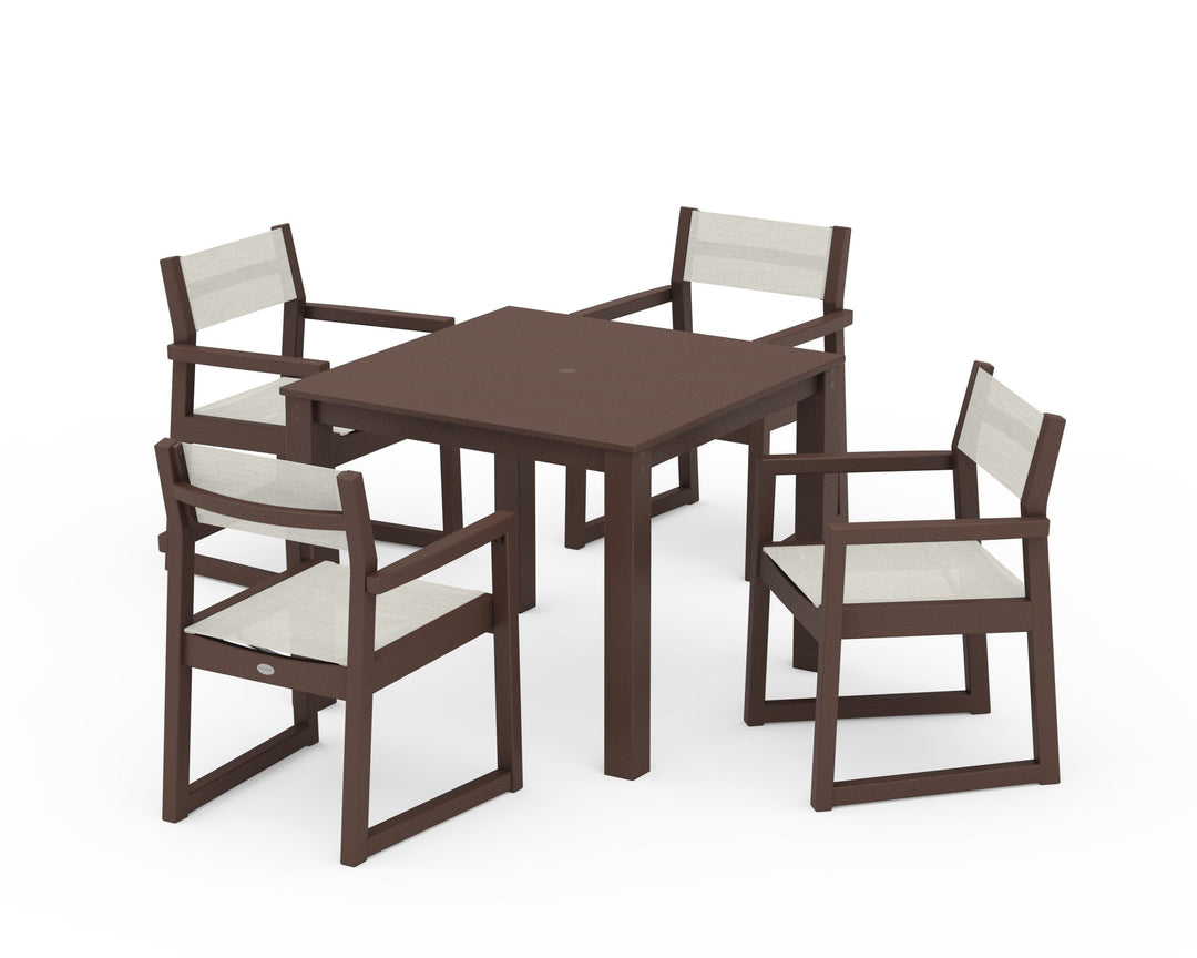 POLYWOOD® EDGE Sling Arm Chair 5-Piece Parsons Dining Set
