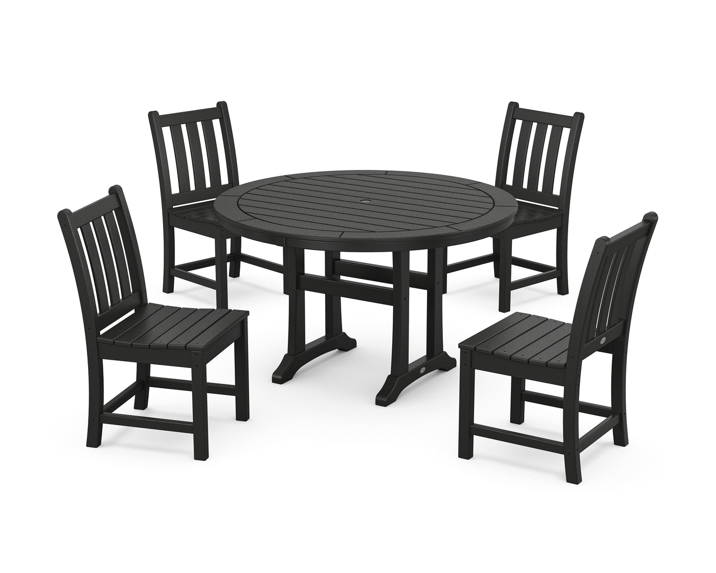 Traditional Garden Side Chair 5-Piece Round Dining Set With Trestle Legs