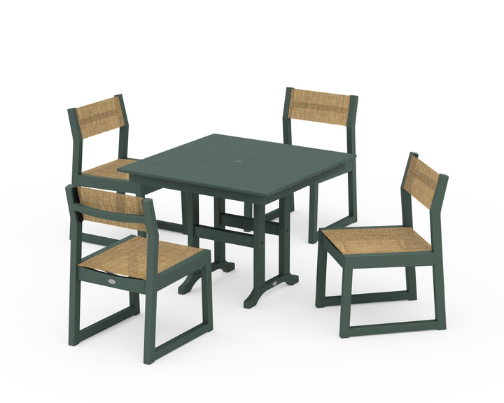 POLYWOOD® EDGE Sling Side Chair 5-Piece Farmhouse Dining Set