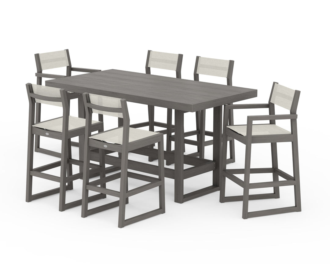 POLYWOOD® EDGE Sling 7-Piece Bar Table Set
