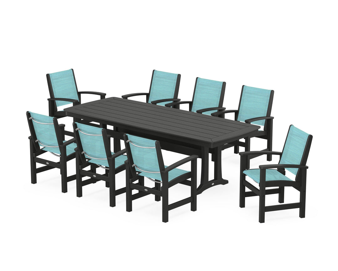 POLYWOOD® Coastal 9-Piece Dining Set with Trestle Legs
