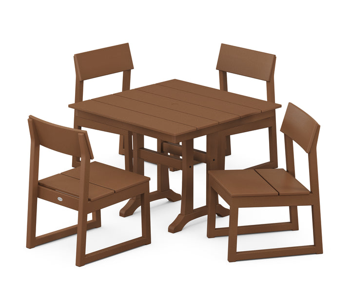 POLYWOOD® EDGE 5-Piece Farmhouse Trestle Side Chair Dining Set