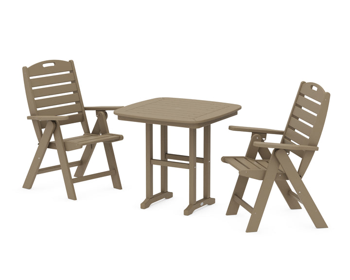 POLYWOOD® Nautical Folding Highback Chair 3-Piece Dining Set