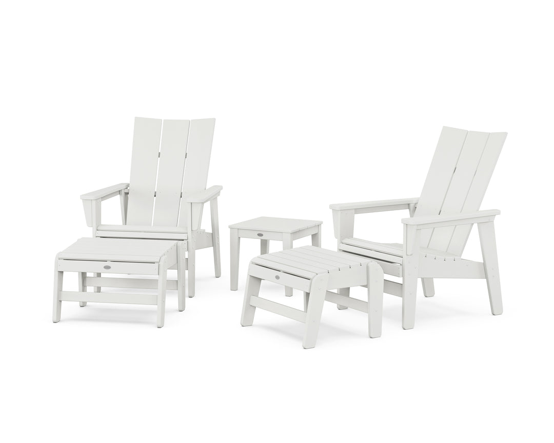 POLYWOOD® 5-Piece Modern Grand Upright Adirondack Set with Ottomans and Side Table