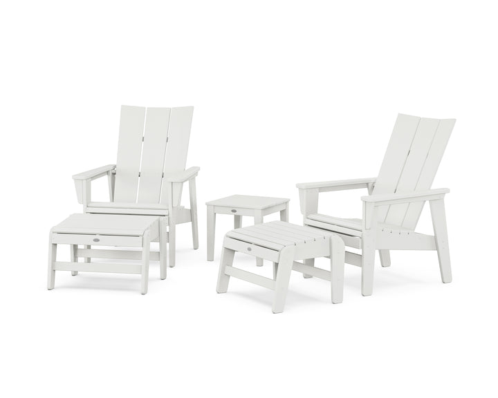 POLYWOOD® 5-Piece Modern Grand Upright Adirondack Set with Ottomans and Side Table
