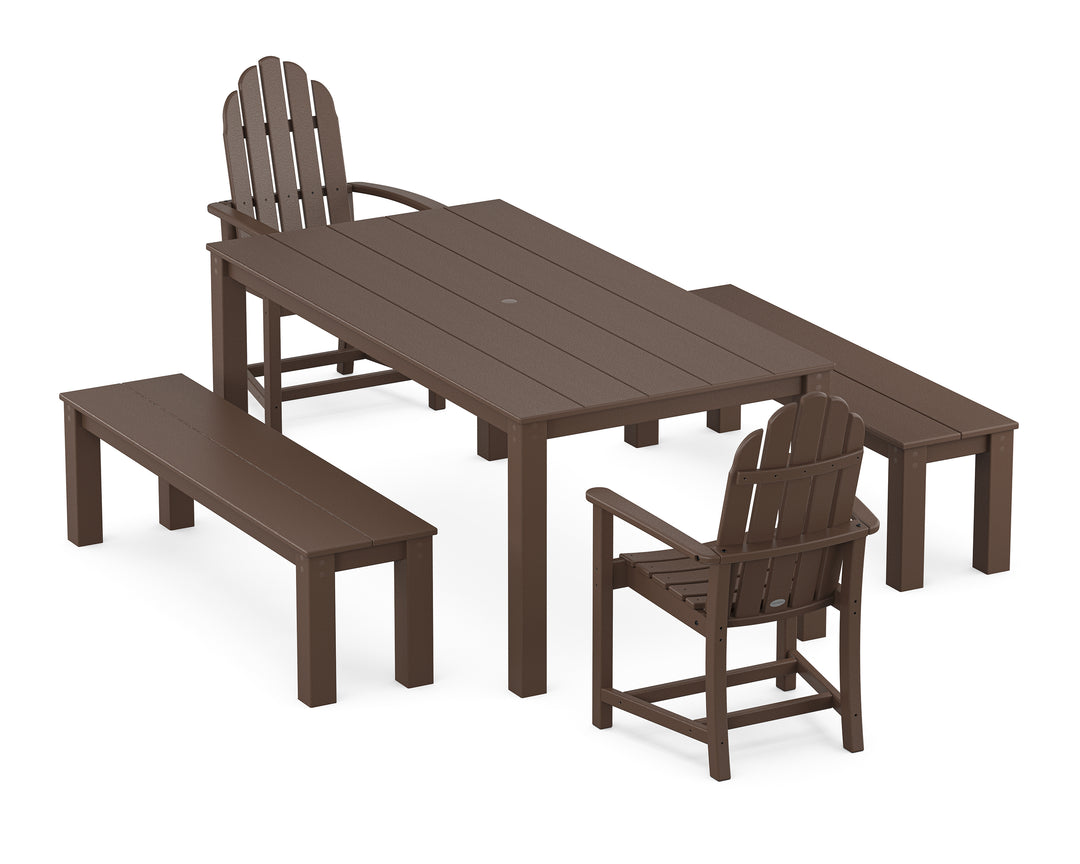 POLYWOOD® Classic Adirondack 5-Piece Parsons Dining Set with Benches