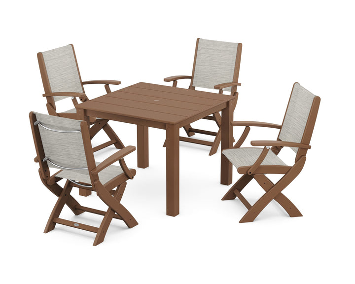 POLYWOOD® Coastal Folding Chair 5-Piece Parsons Dining Set