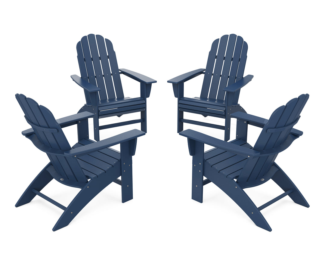 POLYWOOD® 4-Piece Vineyard Curveback Adirondack Chair Conversation Set