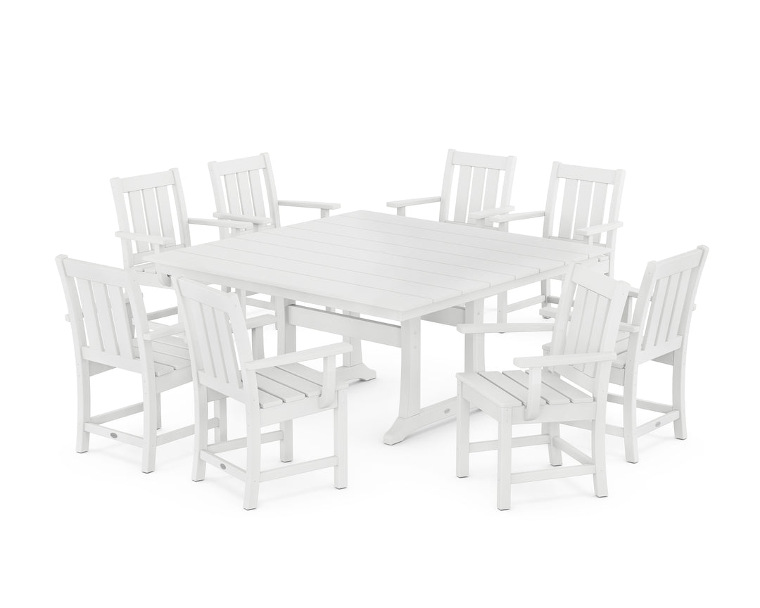 POLYWOOD® Oxford 9-Piece Square Farmhouse Dining Set with Trestle Legs