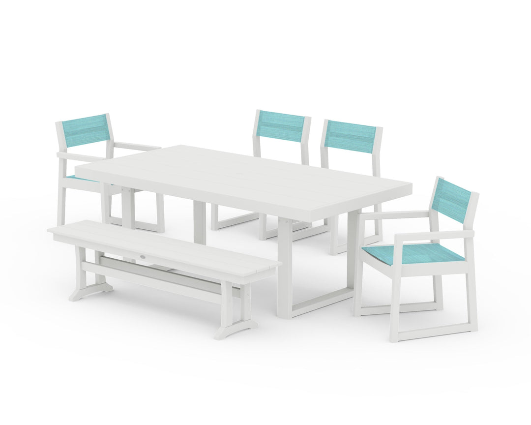POLYWOOD® EDGE Sling 6-Piece Dining Set with Bench