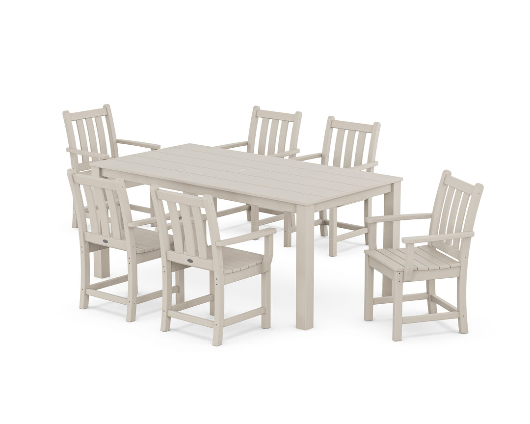 POLYWOOD® Traditional Garden Arm Chair 7-Piece Parsons Dining Set