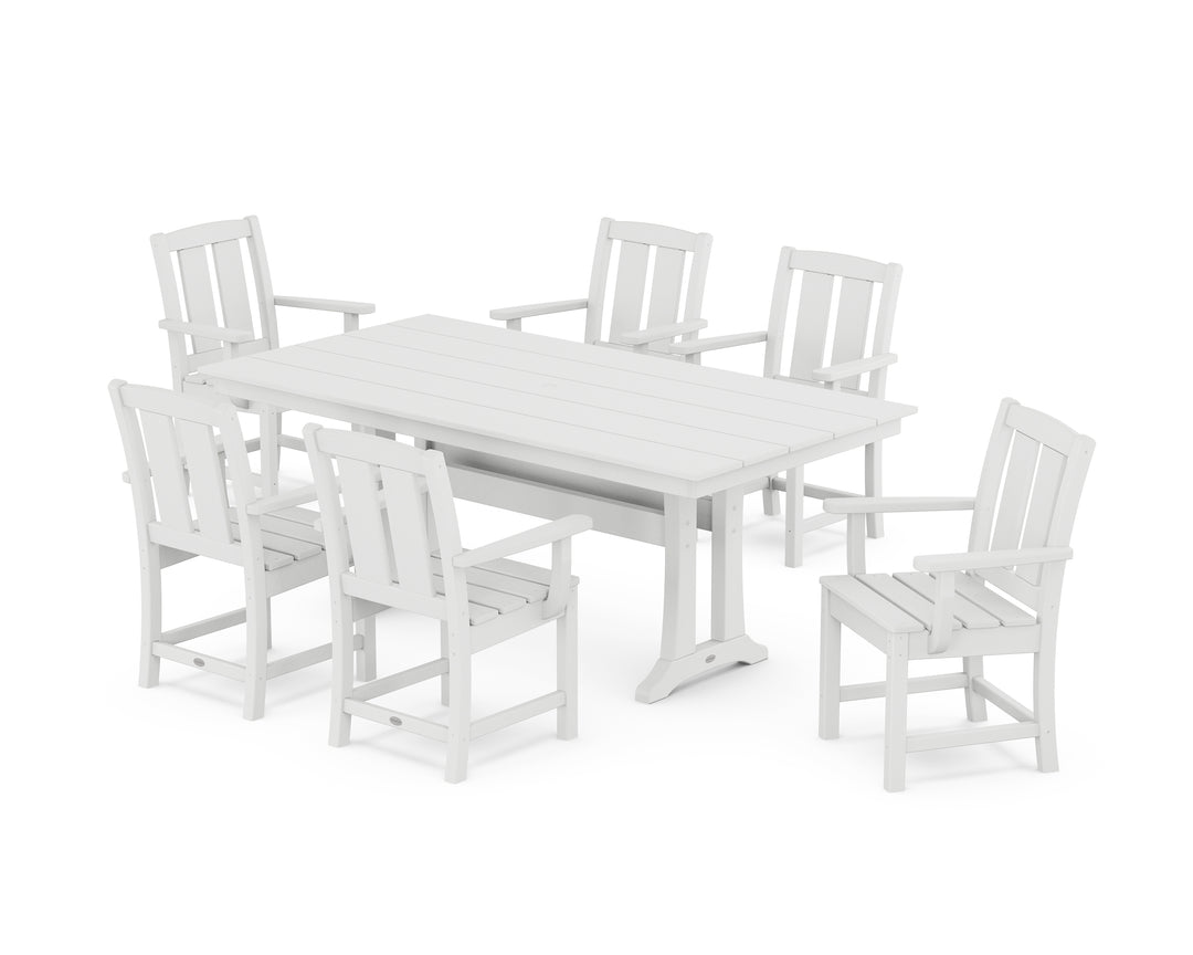 POLYWOOD® Mission Arm Chair 7-Piece Farmhouse Dining Set with Trestle Legs