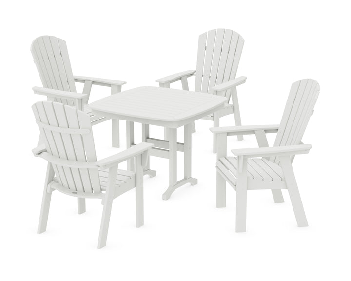 POLYWOOD® Nautical Curveback Adirondack 5-Piece Dining Set with Square Dining Table