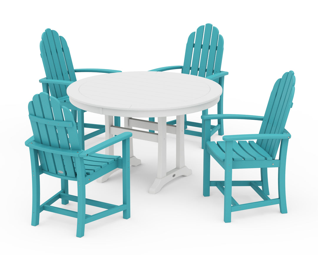 POLYWOOD® Classic Adirondack 5-Piece Round Dining Set with Trestle Legs