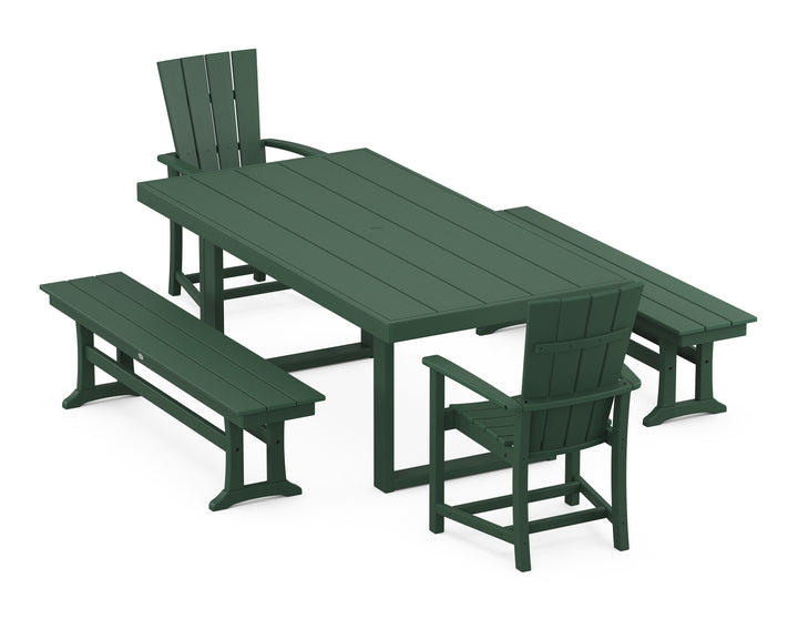 POLYWOOD® Quattro 5-Piece Dining Set with Benches
