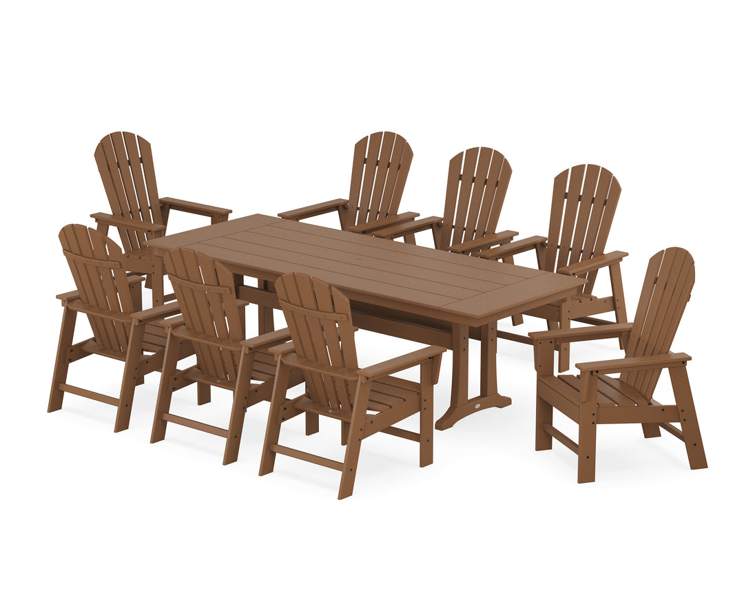 POLYWOOD® South Beach 9-Piece Farmhouse Dining Set with Trestle Legs