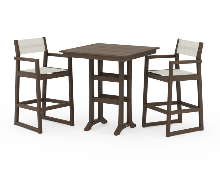 POLYWOOD® EDGE Sling Arm Chair 3-Piece Farmhouse Bar Set with Trestle Legs