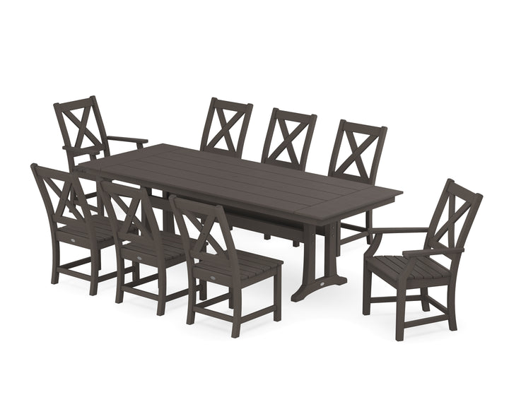 POLYWOOD® Braxton 9-Piece Farmhouse Dining Set with Trestle Legs