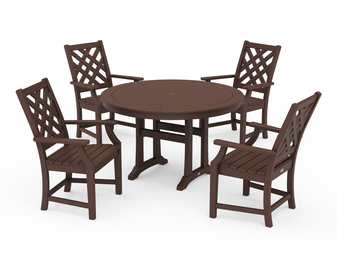 Country Living Wovendale 5-Piece Round Dining Set with Trestle Legs