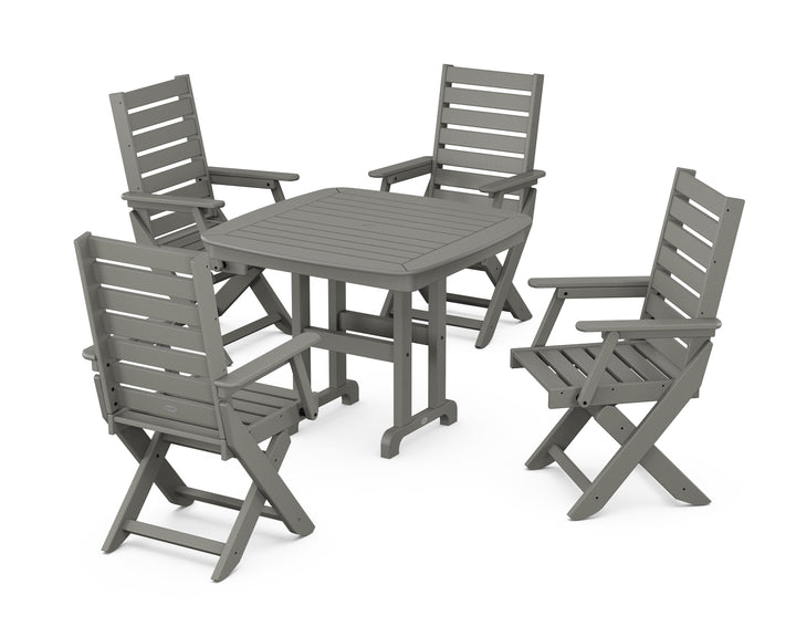 POLYWOOD® Captain Folding Chair 5-Piece Dining Set