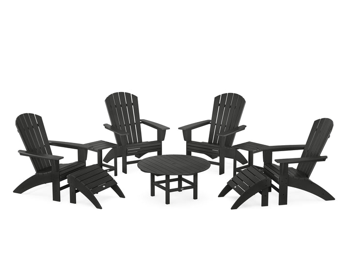 POLYWOOD® Nautical Curveback Adirondack Chair 9-Piece Conversation Set