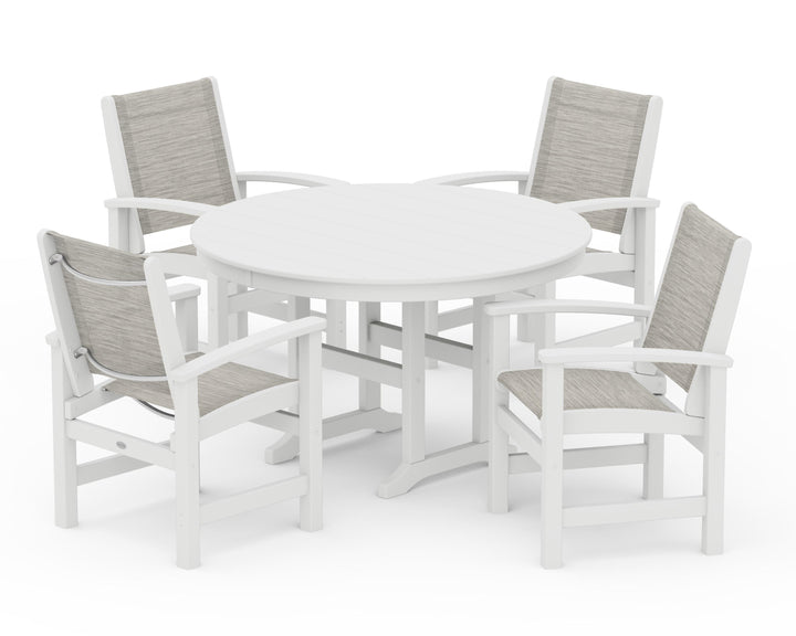 POLYWOOD® Coastal 5-Piece Round Farmhouse Dining Set