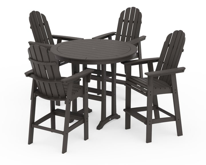 POLYWOOD® Vineyard Curveback Adirondack 5-Piece Nautical Trestle Bar Set
