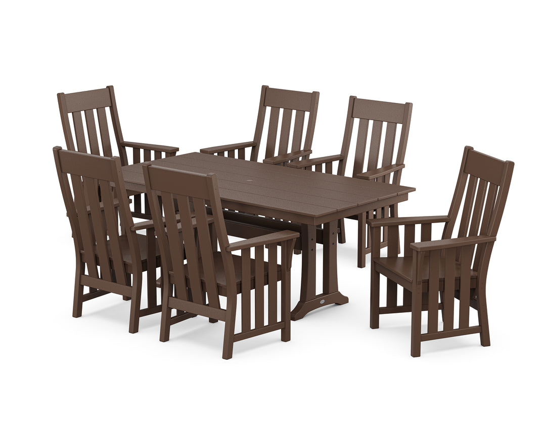 Martha Stewart by POLYWOOD® Acadia Arm Chair 7-Piece Farmhouse Dining Set with Trestle Legs