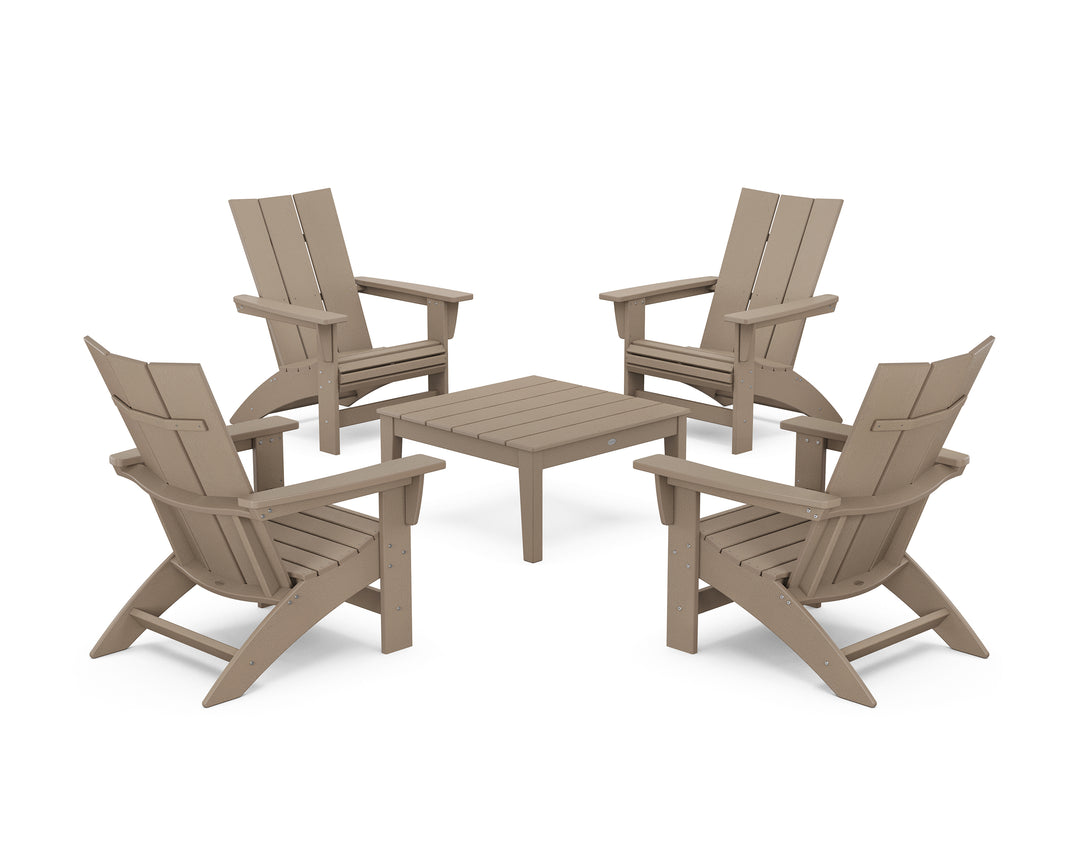 POLYWOOD® 5-Piece Modern Grand Adirondack Chair Conversation Group