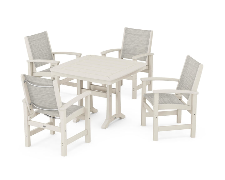 POLYWOOD® Coastal 5-Piece Dining Set with Trestle Legs